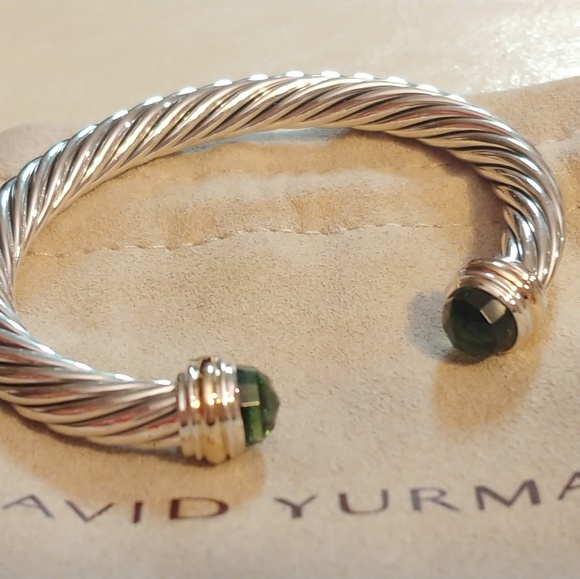 David Yurman Jewelry - David Yurman 7mm prasiolite w gold cable bracelet